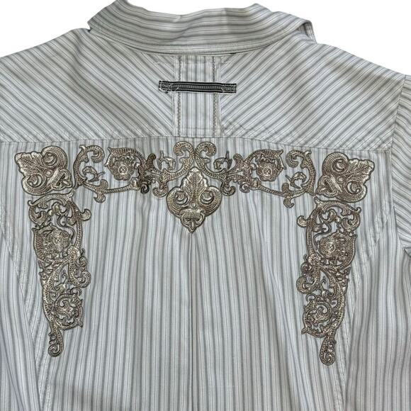 3J Workshop Johnny Was Button Front Embroidered Cargo Pocket Shirt Small - Picture 7 of 13